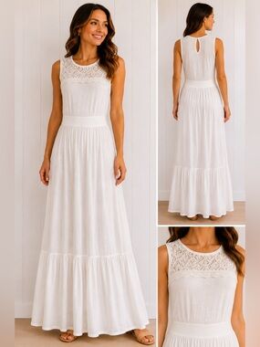 Ethereal Romantic Fairycore Lace Maxi Dress | Balletcore Boho Bridal | Size 14